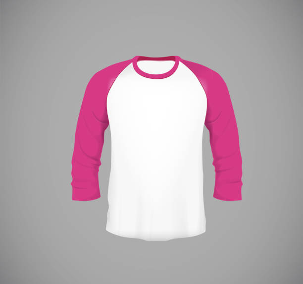istock Men's slim-fitting long sleeve baseball shirt. Pink Mock-up design template for branding. 902712354