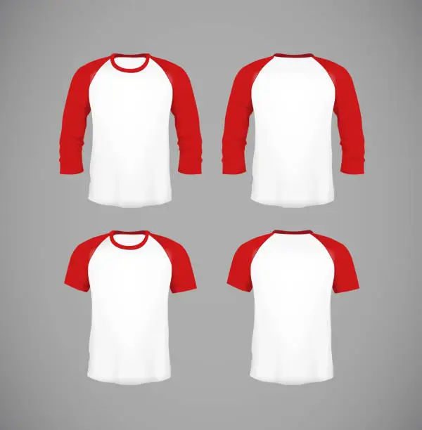 Vector illustration of Men's slim-fitting short sleeve baseball shirt set. Black Mock-up design template for branding.