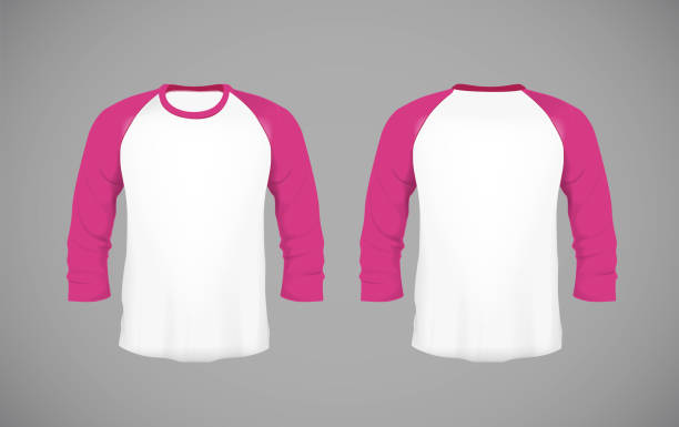 istock Men's slim-fitting long sleeve baseball shirt. Pink Mock-up design template for branding. 902713434
