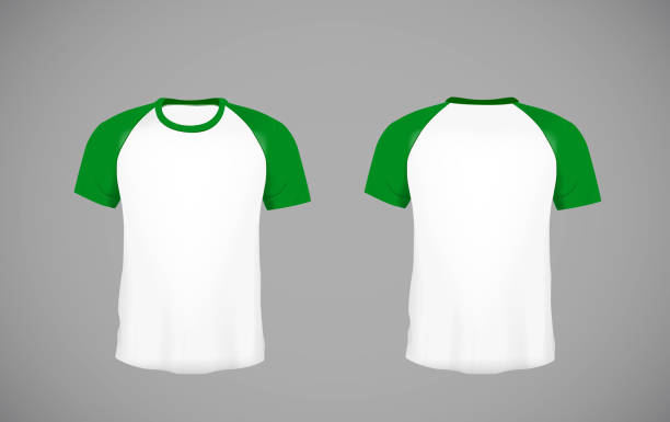 istock Men's slim-fitting short sleeve baseball shirt. Green Mock-up design template for branding. 902715490