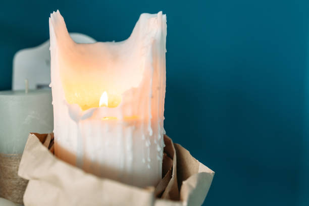 istock Beautiful candle lights, home on fireplace, Christmas decoration 902719328