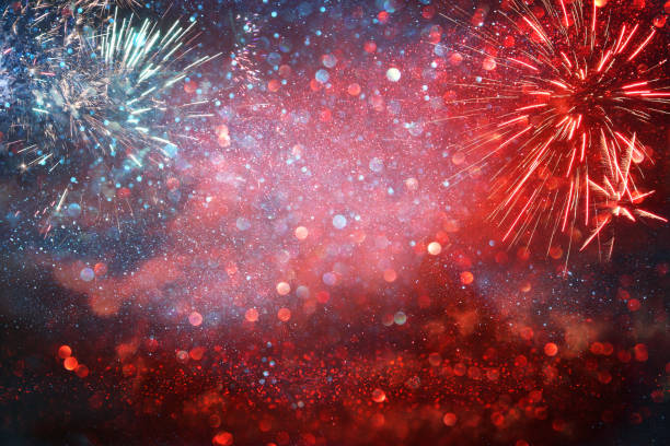 istock Abstract patriotic red and blue glitter 902725518