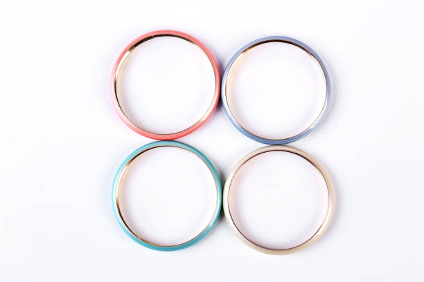 istock Female modern bracelets, top view. 902737706