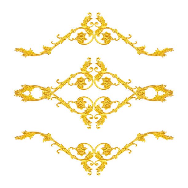 istock Ornament elements, vintage gold floral designs 902738016