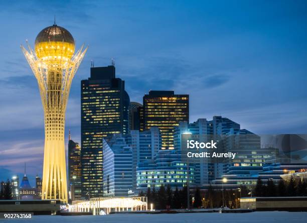 Astana City Kazakhstan Stock Photo - Download Image Now - Kazakhstan, Astana - Kazakhstan, Night