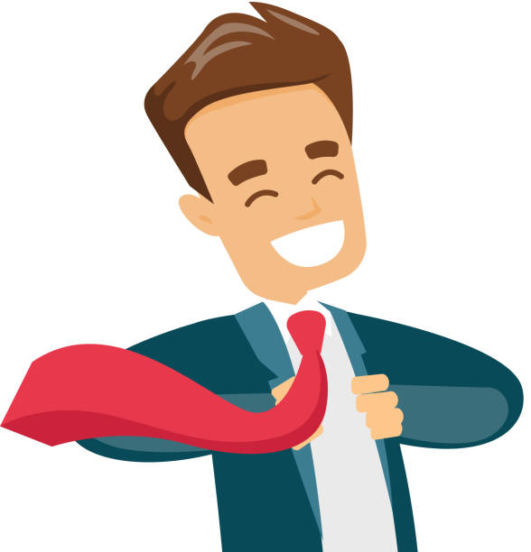 ilustraciones, imágenes clip art, dibujos animados e iconos de stock de empresario abriendo su chaqueta como superhéroe - change superhero necktie strength