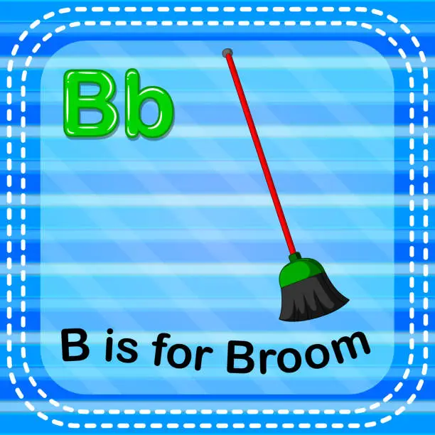 Vector illustration of Flashcard letter B is for broom