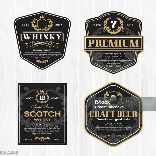 Classic Vintage Frame For Whisky Labels And Antique Product Stock Illustration - Download Image Now