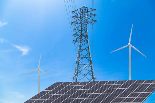 istock Renewable energy and transmission lines 902760496