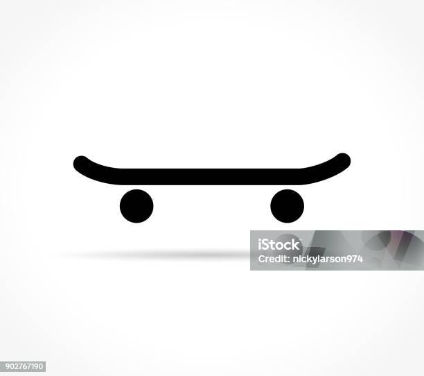 Skate Icon On White Background Stock Illustration - Download Image Now - Skateboarding, Skateboard, Icon Symbol