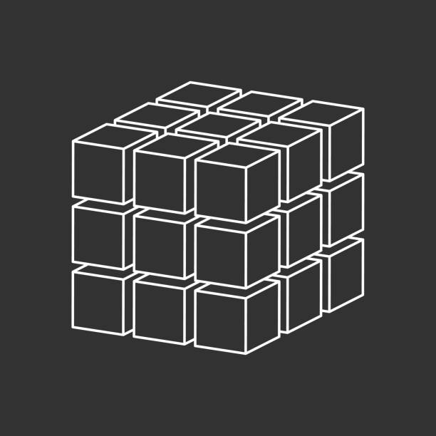 cubes simple logo concept cubes simple logo concept on a black background puzzle cube stock illustrations
