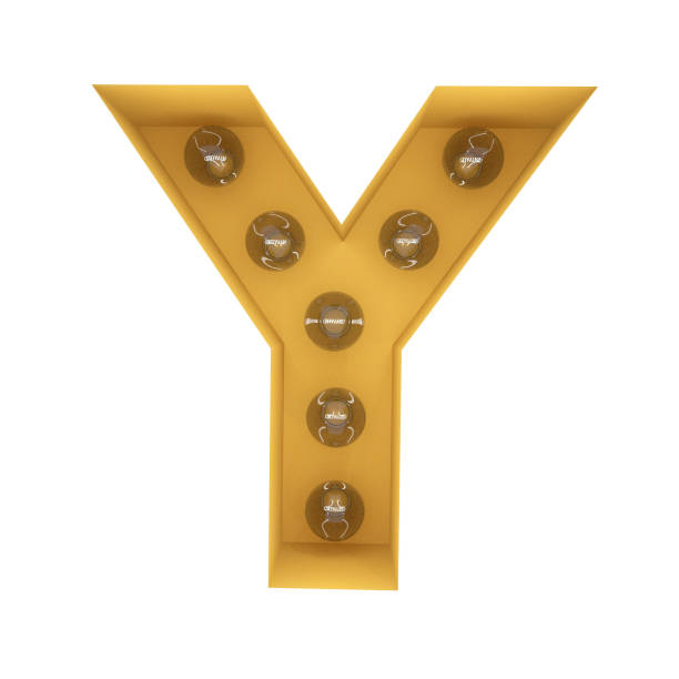 istock Letter Y light sign yellow vintage. 3D rendering 902775966