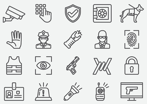 Security Guard Line Icons