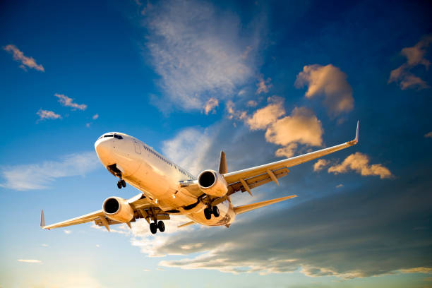 istock Commercial Aircraft Landing from Sunset Sky 902777150