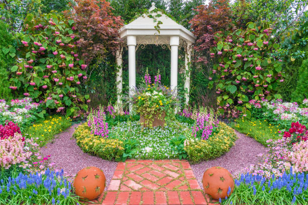 istock pavilion in flower garden 902777208
