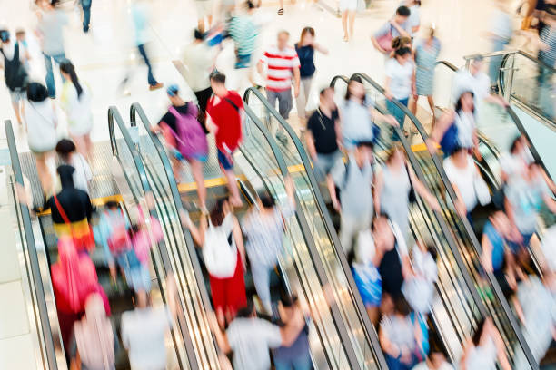 istock Motion escalators at the modern shopping mall 902779678