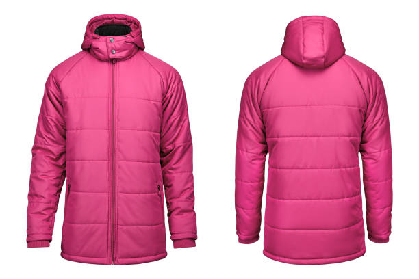 istock Fashion winter pink jacket,  clipping path isolated white background. 902786372