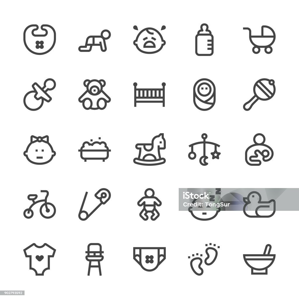 Baby Icons - MediumX Line Baby Icons - MediumX Line Vector EPS File. New Life stock vector