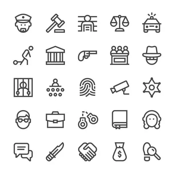 Vector illustration of Law and Justice Icons - MediumX Line