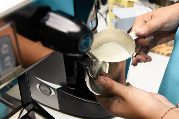istock Coffee cappuccino. Preparation of drink. Work barista1. 902797334