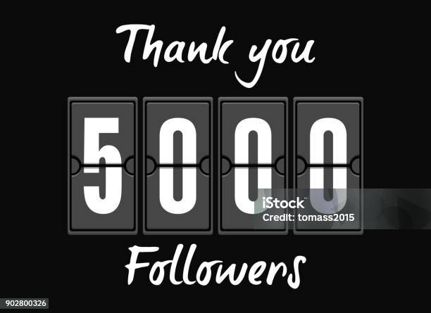 5000 Followers Greeting Card For Social Networks Stock Illustration - Download Image Now