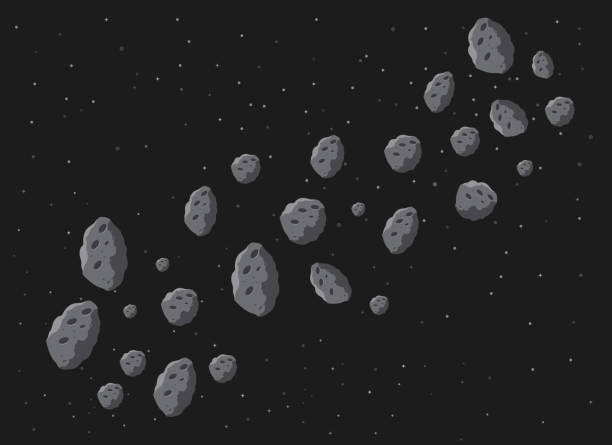 asteroid yağmurları. uzay tehlike. uzay illüstrasyon - asteroid stock illustrations