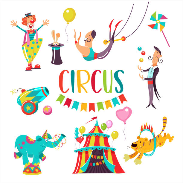 klips cyrkowy - acrobatic activity stock illustrations