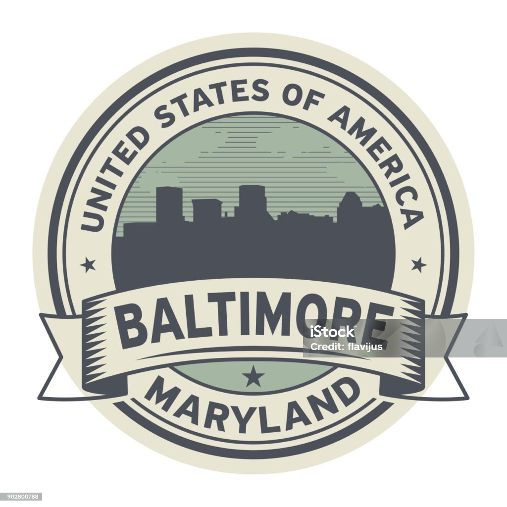 Stamp or label with name of Maryland, Baltimore Stamp or label with name of Maryland, Baltimore, USA, vector illustration Baltimore - Maryland stock vector