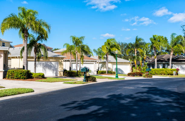 ヤシの木、南フロリダのゲート コミュニティ住宅 - florida naples florida house residential structure ストックフォトと画像