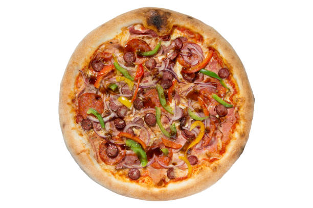 istock Italian pizza with a bead in the assortment on a white background 902807768