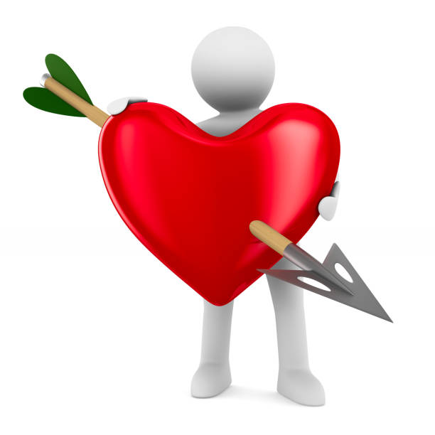 istock Man and heart on white background. Isolated 3D illustration 902818240