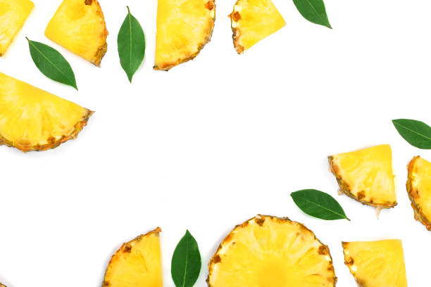 istock Sliced pineapple isolated on white background with copy space for your text. Top view 902818242