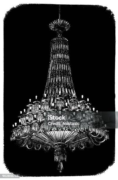 Chandelier Stock Illustration - Download Image Now - Chandelier, Crystal, Large