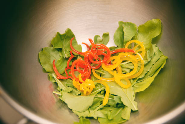 Rocket Salad Inside The Metal Bowl