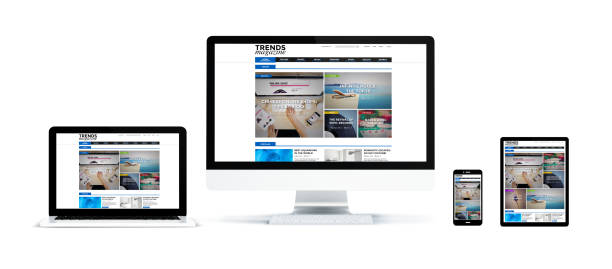istock realistic devices isolated with blog landing page 902819596
