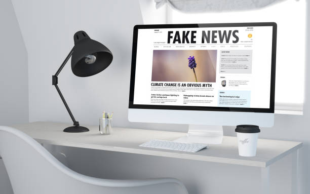 istock 3d desktop workspace rendering fake news online 902819848