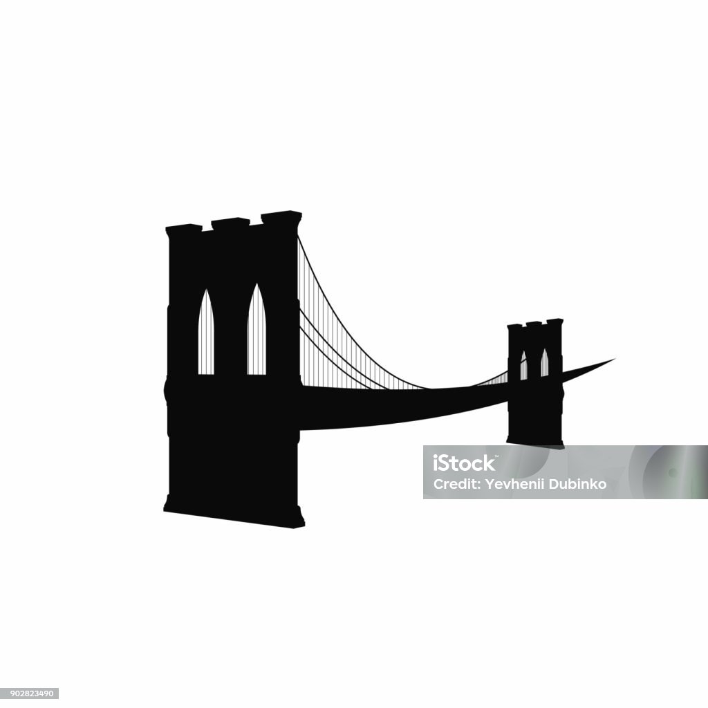 Brooklyn Bridge silhouette. Black Brooklyn Bridge icon isolated on white background. New York symbol Brooklyn Bridge silhouette. Black Brooklyn Bridge icon isolated on white background. New York symbol. Vector Brooklyn Bridge stock vector