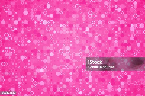 Pink Pattern With Glitter Effect Cute Background For Valentine Day Card Simple Glamorous Circle Ornament Wallpaper Stock Illustration - Download Image Now