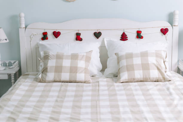 istock Picture of comfortable double bed in bedroom 902827686