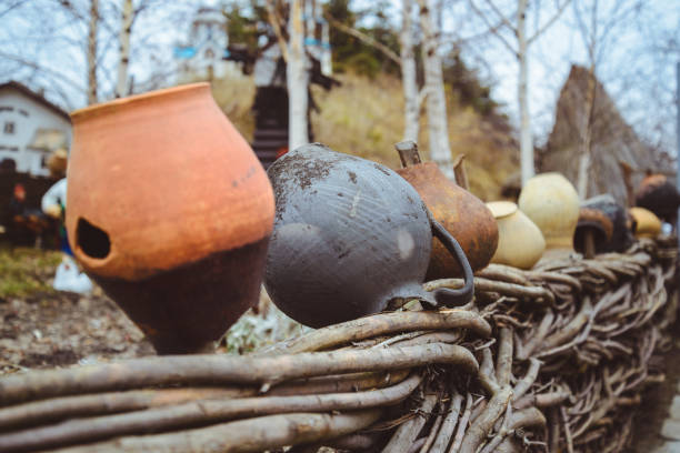 Ukraine Tea Making Pot 50+ Old Traditional Ukrainian Clay Pots On A Fence Stock Photos ...