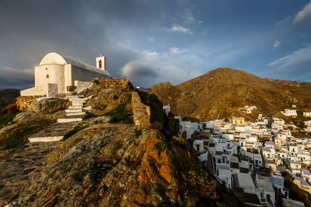 View of Chora village on Serifos island in Greece.