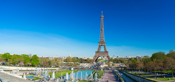 The iconic Eiffel Tower in Paris, France.