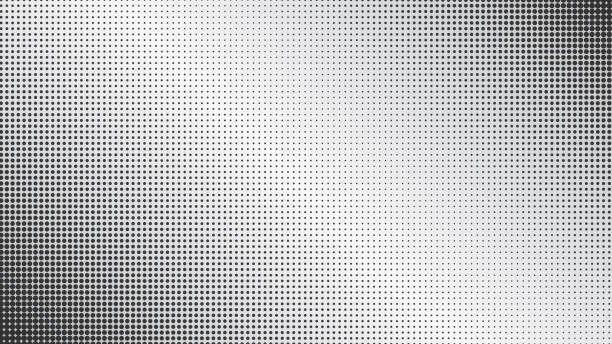 Abstract black dotted and gradiented background Abstract monochrome black dotted and gray diagonal gradiented background. Pop art retro texture for wallpaper, banner or presentation design dotted line stock illustrations