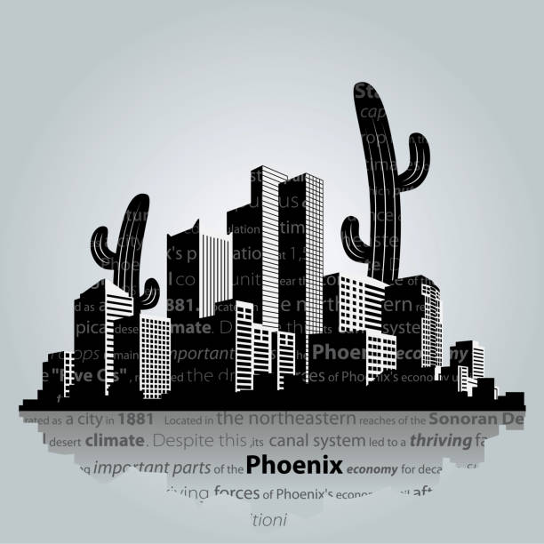 Phoenix vector cityscape. Vector illustration of Phoenix cityscape. EPS8 cityscape borders stock illustrations