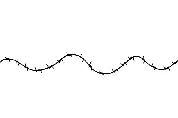 Vector illustration of Hand Draw sketch of seamless Barbed Wire