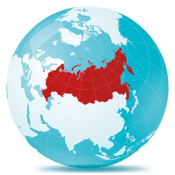 Vector illustration of Russia Red Highlight Planet Earth Blue White
