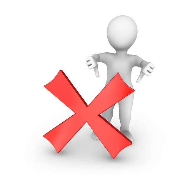 istock 3d white man with negative symbol shows thumbs down 902853336