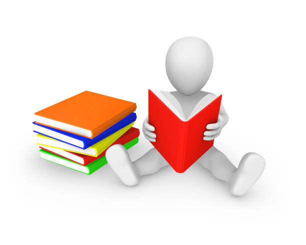 istock 3d person with with colored books reading 902856780
