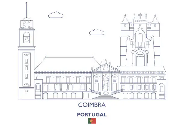 Vector illustration of Coimbra Linear City Skyline, Portugal