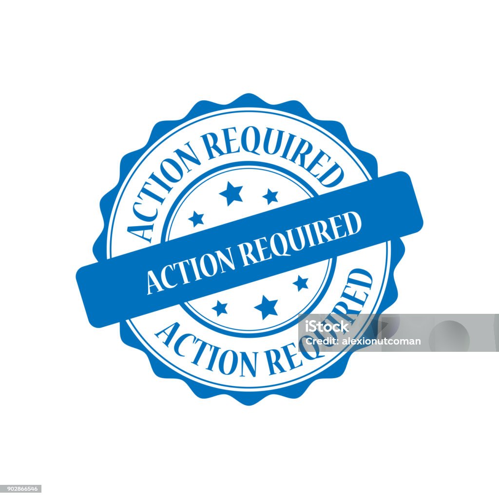 Action required stamp illustration Action required blue stamp illustration design Blue stock vector